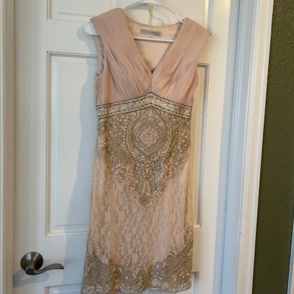 Sue Wong couture rose gold/blush lace cocktail dress - Picture 1 of 5